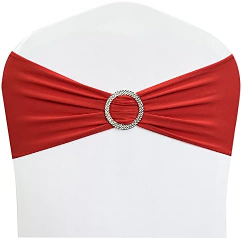Spandex Chair Sashes Bands, Red, 30PCS by Maiangel