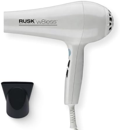 RUSK W8less 2000 Watt Ionic Hair Dryer, Ceramic Tourmaline Technology, 1ct by RUSK