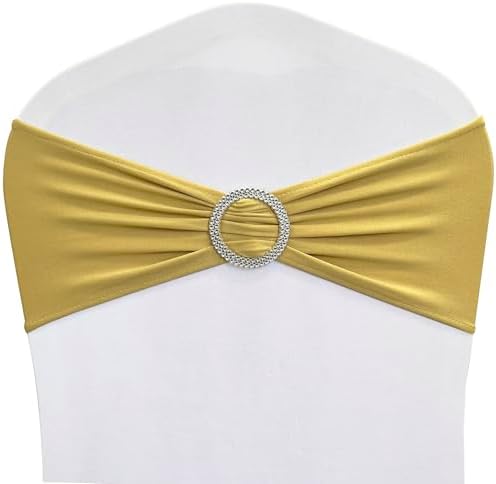 Spandex Chair Sashes Bands, Gold, 30PCS by Maiangel