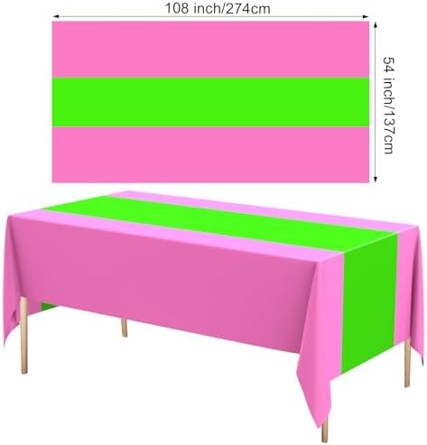Oudain 3 Pcs Plastic Disposable Table Cloth 54" x 108", Pink, Green - Image 2