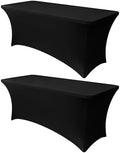 Obstal 6ft Stretch Black Spandex Table Cloth 2 Pack for Folding Tables by Obstal