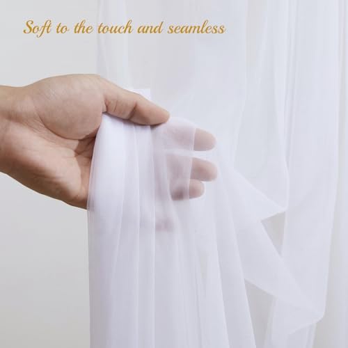 10×10ft White Tulle Backdrop Curtain with Lights String for Parites, Sheer Curtain Backdrop Drapes for Wedding Party Home Decorations - Image 2