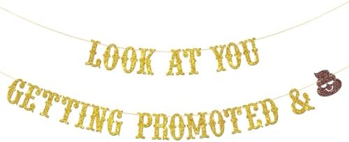 Look at You Getting Promoted & Sh*t Banner - The Best is Yet to Come - Congratulations Party Supplies - Promotion - Promotion Party Decorations - Gold Glitter by RoadSea