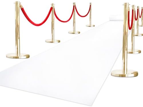 White Carpet Runner for Party, Premium 160 GSM Felt Non-Woven Fabric Runway Rug for Party Wedding & Special Events,Rolled Package Without Creases (White, 3X15 ft) by OQSC
