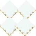100 pack White Cocktail Napkins with Gold Foil Accents Scalloped Edges 5 x 5 inch Beverage Disposable Napkin Party Decoration Wedding Bridal and Baby Shower Dinner Lunch Supplies by Leapig