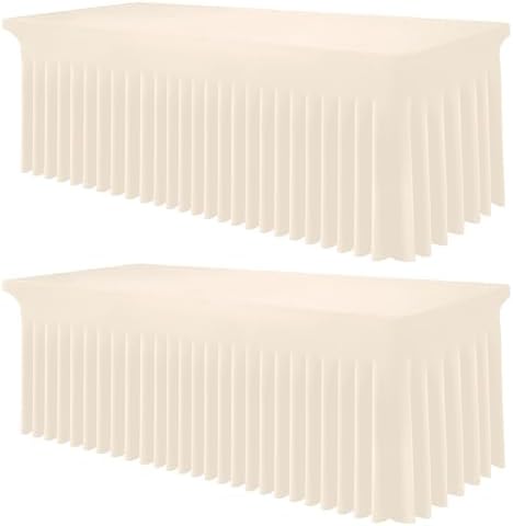 Smiry 2 Pack Spandex Elastic Fitted Table Cloth Skirt for 6FT Table by Smiry