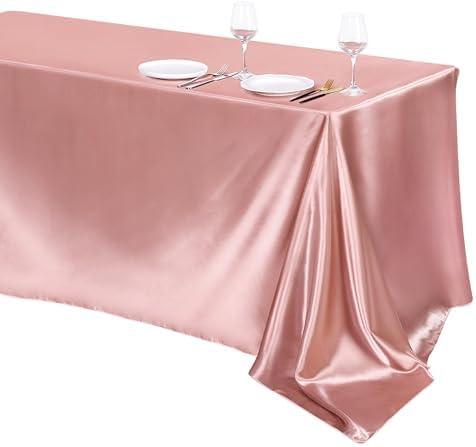 TURSTIN 1 Pack Rose Gold Satin Tablecloth 102 x 58 Inch Overlay Table Cover by TURSTIN