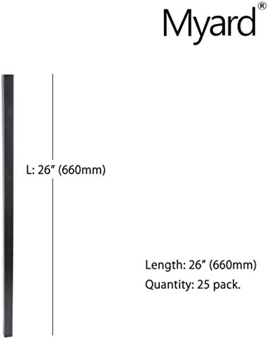 Myard 26 Inch Estate Square Iron Heavy-Duty Deck Balusters, Matte Black - Image 3