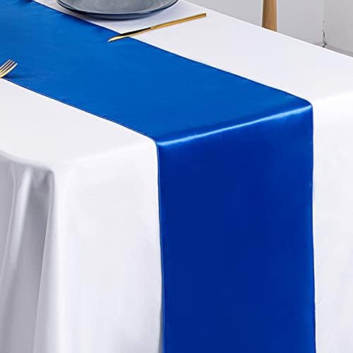 SiinvdaBZX 12 Pcs Royal Blue Satin Table Runner 12 x 108 inches Long - Image 5