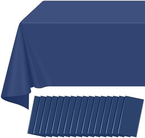16 Pack Navy Blue Plastic Tablecloth for Rectangle Tables, Premium Decorative Navy Blue Disposable Table Cloths for Parties, Rectangle Party Table Cover for Birthday Wedding Banquet Event, 54x108 Inch by RAGNHILD