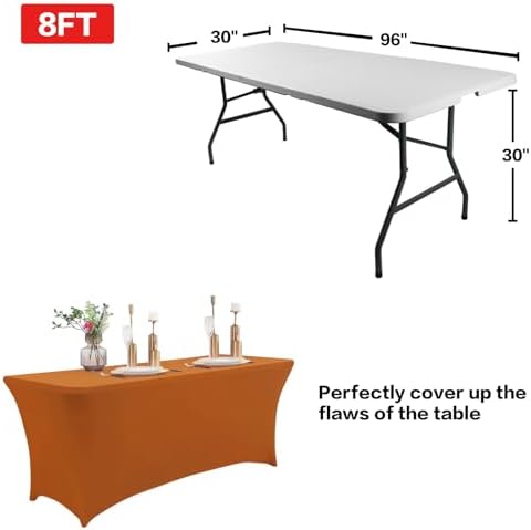 IVAPUPU 2 Pack 6FT Table Cloth for Rectangular Spandex Caramel Table Cover - Image 3