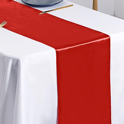 SiinvdaBZX 12 Pcs Red Satin Table Runner 12 x 108 inches Long - Image 5