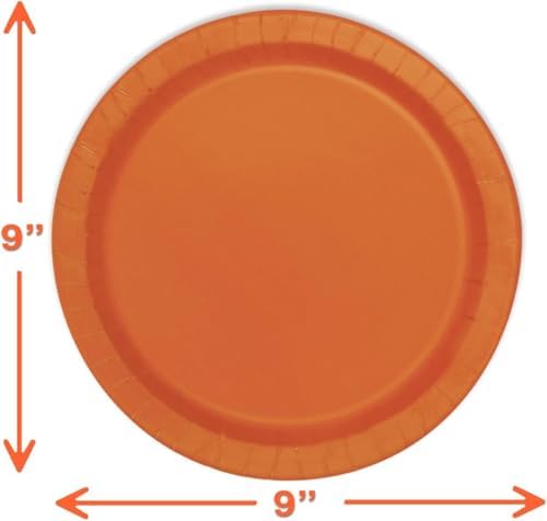 Heavy Duty Orange Party Bundle Paper 9" Dinner plate, 7" Dessert Plates And Napkins, 56 Piece Disposable Paper Party Plate Set - Image 5