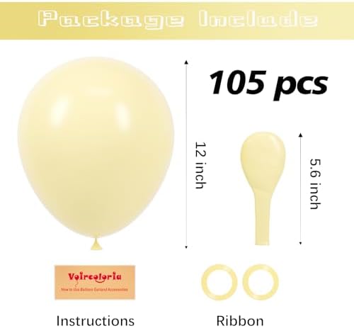 Voircoloria 105pcs Pastel Yellow Party Latex Balloons, 12inch - Image 2