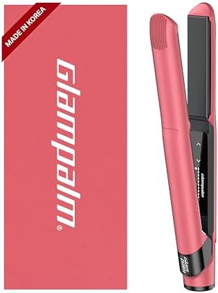 GLAMPALM GlamMuse 1" | All-Ceramic Flat Iron Infused with Vita-C, Salon Results with Less Heat Damage, Trusted by K-Pop Hair Stylists, Dual Voltage Hair Straightener, Silk Press | GP201T by Glampalm
