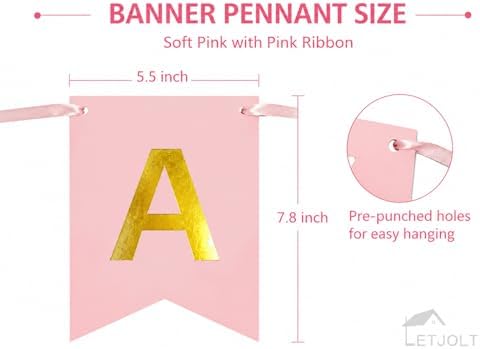 Letjolt Pink Happy Birthday Banner Girls Party Signs 13 Pcs - Image 6