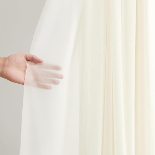Ivory White Wedding Arch Draping Fabric Sheer Curtain Drapes | 31" x 20 ft Extra Long Shimmery Backdrop Curtains for Wedding Anniversary Party Summer Outdoor Events Drapery Photo Backgrounds - Image 5