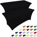 IVAPUPU 2 Pack 6FT Black Table Cloth for Rectangular Spandex Table Cover by IVAPUPU