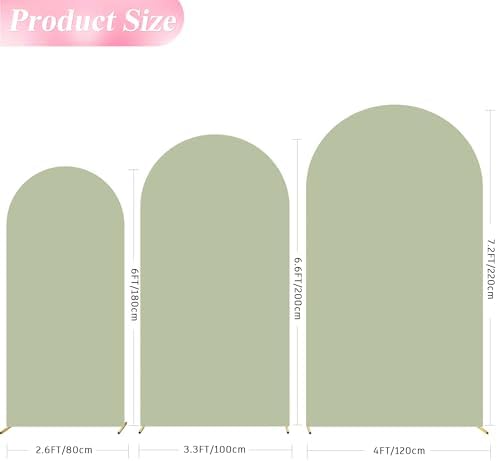 Wokceer Arch Backdrop Cover Sage Green Arch Cover Stretchy 7.2FT,6.6FT,6FT - Image 2