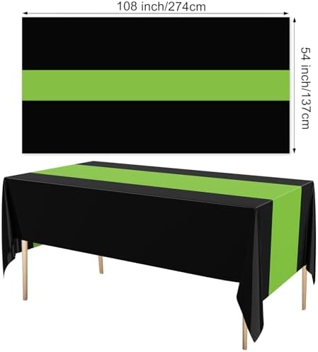 Oudain 3 Pcs Plastic Disposable Table Cloth 54" x 108", Green, Black - Image 2