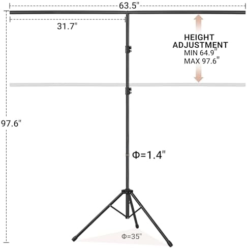 8x5ft T-Shape Backdrop Stand, Adjustable Background Support Stand Kit, Portable Photo Banner Holder with 6 Spring Clamps, Sandbag, Carry Bag for Party, Wedding, Photography and Decoration - Image 2