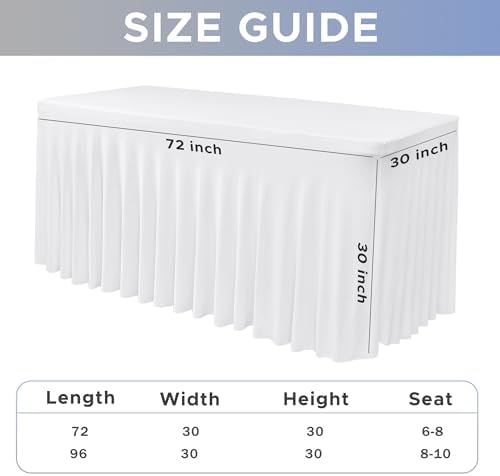 White Spandex Table Skirts for 6 Foot Rectangle Tables 2 Pack 72x30 In - Image 4