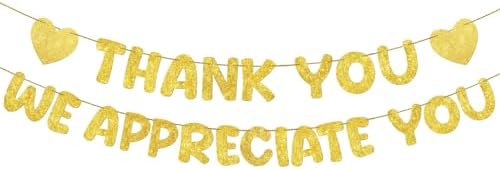 Fulmoon Pre Strung Thank You We Appreciate You Banner, Gold by Fulmoon