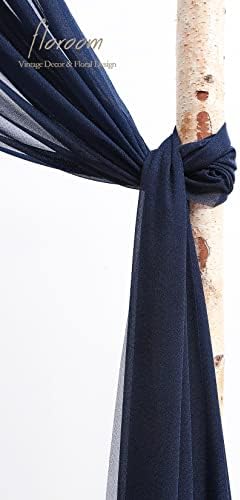 Floroom Wedding Arch Draping Fabric 2 Panels 20Ft Navy Blue Chiffon Fabric Drapes Arbor Drapery Wedding Ceremony Reception Swag Decorations - Image 4