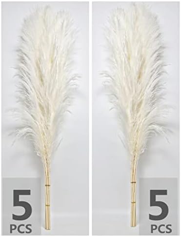 10 Stems 46" inch White Pampas Grass Decor Tall, Large Pompas Grass, Boho Neutral Home Decor Bouquet, Fluffy Pampass Grass for Floor Vase Wedding Floral Arrangements Wall Farmhouse Table Decor - Image 2
