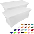 IVAPUPU 2 Pack 6FT Table Cloth for Rectangular Spandex White Table Cover by IVAPUPU