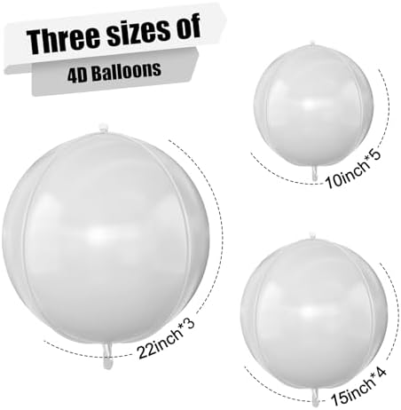 12PCS Matte White Round Foil Balloons 22" 15" 10" Large Balloons - Image 2