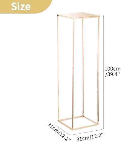 NUPTIO Gold Vases Wedding Centerpieces, Geometric Stand, 31.5" Tall, 2 Pcs - Image 5
