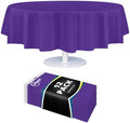 Grandipity Plastic Table Cloth Disposable 12 Pack 84" Round Purple by Grandipity