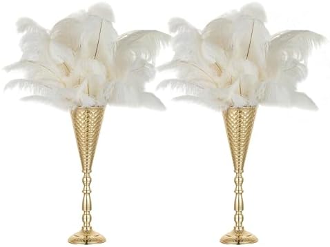 NUPTIO Gold Centerpiece for Wedding Table, Hammered, 16.5" Tall, 2 Pcs by Nuptio