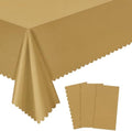 NatNarr 3 Pcs Gold Plastic Tablecloths, Scalloped Rectangle Table Cloths by NatNarr