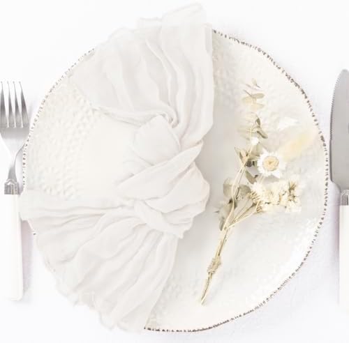 DeZerlor Ivory White Washable Cheesecloth Napkins Set of 50 for Party - Image 5