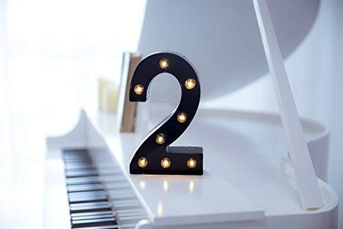 Foaky Black LED Marquee Number Lights Sign Light Up Marquee Number Lights Sign for Night Light Wedding Birthday Party Battery Powered Christmas Lamp Home Bar Decoration - Image 2