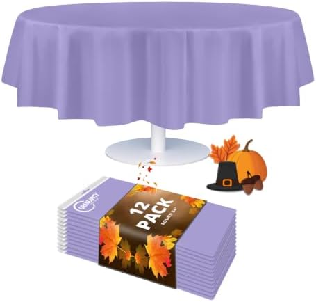 Grandipity Plastic Table Cloth Disposable 12 Pack 84" Round Lavender by Grandipity