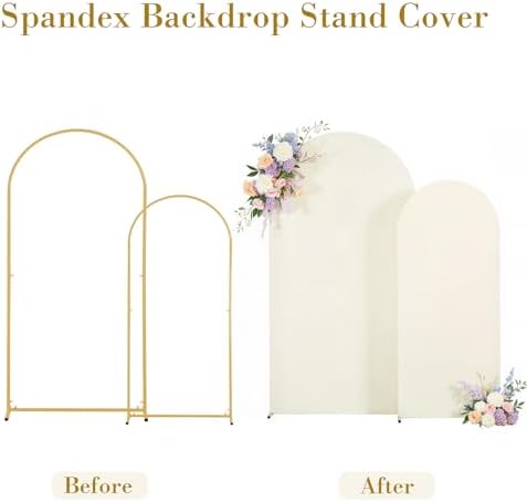 7.2FT 6FT Arch Backdrop Cover for Wedding, Set of 2 Stretchy Spandex Fitted Arch Stand Cover for Baby Shower, Birthday Party Decor, Chiara Backdrop Cover with Double-Sided Design(Ivory) - Image 5