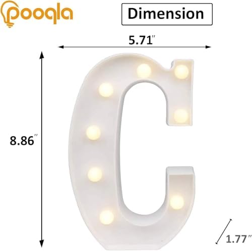 Pooqla LED Light Up Letters, Warm White and Colorful Lighted Marquee Letters with Remote, Lighted Letter for Party Birthday Decorations, Gift for Girls Boys Night Light, Wedding Home Decor, Letter C - Image 6