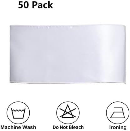 White Chair Sashes 50 Pack, White Chair Bows for Wedding Party Birthday Decor, Satin Ribbons Ties for Church Ceremony Event Decor - Image 4