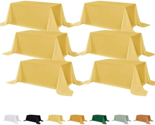 Fitable 6 Pack Yellow Tablecloths for Rectangle Tables, 90 x 132 Inch by Fitable
