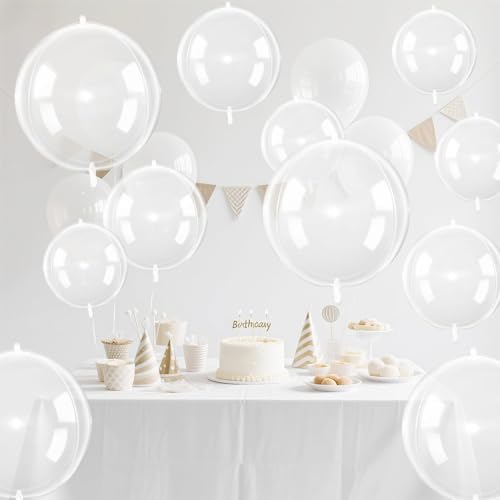 12PCS Clear Round Foil Balloons 22" 15" 10" Large Bubble Balloons - Image 7