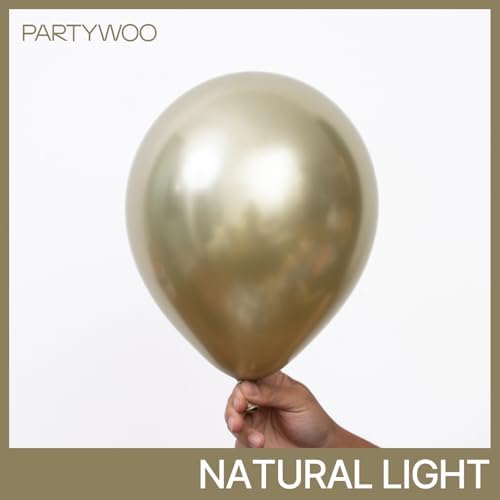 PartyWoo Metallic Gold Balloons 50pcs Chrome Gold Color 12 Inch - Image 2