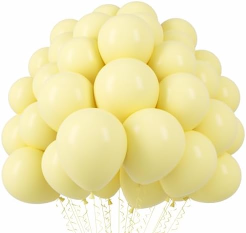 Voircoloria 110pcs Pastel Yellow Light Yellow Latex Party Balloons, 12inch by Voircoloria