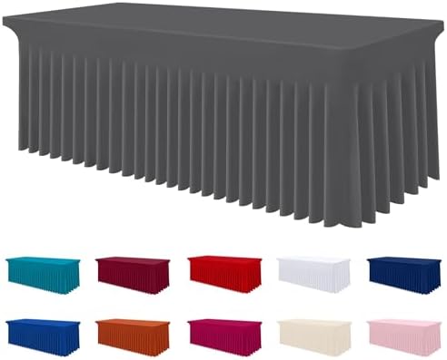 Smiry Spandex Elastic Fitted Table Cloth Skirt for 8FT Rectangle Table by Smiry