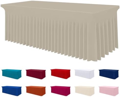 Smiry Spandex Elastic Fitted Table Cloth Skirt for 4FT Rectangle Table by Smiry