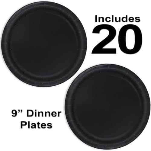 Heavy Duty Black Paper Plate Party Supplies Bundle - Image 2
