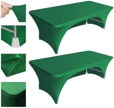 Eurmax USA 2-Pack Spandex Table Cover 4 ft. Fitted 30+ Colors Polyester Tablecloth Stretch Spandex Table Cover-Table Toppers,4 FT Table Cover Open Back (Emerald Green) by Eurmax