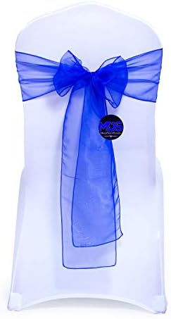 MDS Pack of 10 Organza Chair Sashes for Wedding & Event Décor – Royal Blue by MDS